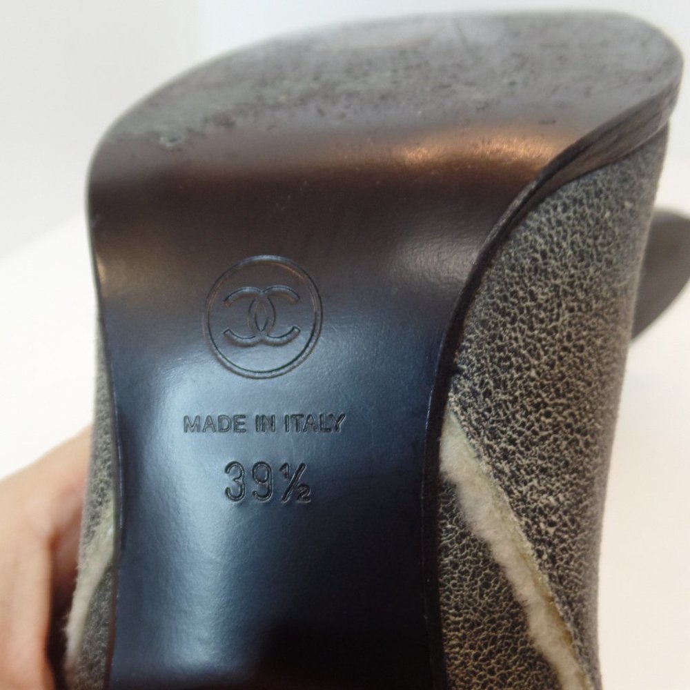 Classy Chanel Ankle Leather Booties/Shooties Shearling Lined Made in Italy 39.5 - Picture 4 of 15